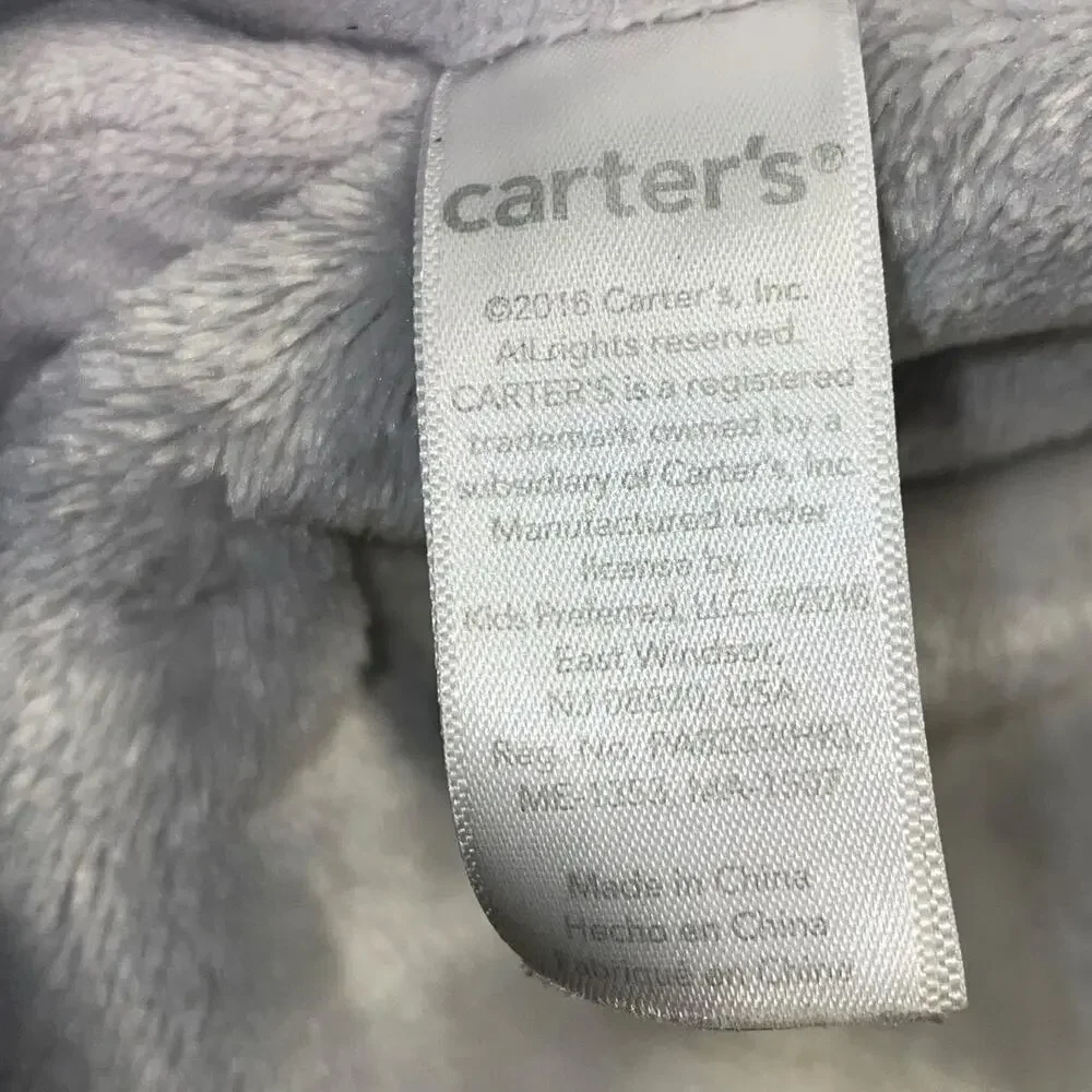 Carters Elephant Lovey Security Blanket Baby Safe Stitched Eyes Gray Nursery 14
